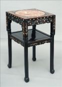 A 19th century Chinese mother-of-pearl inlaid side table The marble inset top bordered with a band