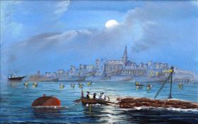G. BONELLO (19th/20th century), possibly Italian Shipping off Valetta, Malta Watercolour and