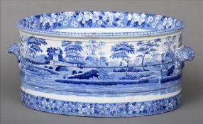 A 19th century Copeland & Garrett New Blanche blue and white transfer printed footbath The banded