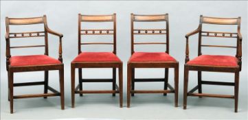 A set of eight early 19th century fruitwood ball and bar back country chairs, including two with