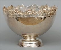 A large silver punch bowl, stamped 925 and possibly hallmarked London 2003, maker`s mark of E & J