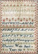 A small Victorian sampler by Charlotte Wade, aged 13, dated 1860 Together with a large sampler by