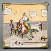 After RANDOLPH CALDECOTT (1846-1886) British A painted Mintons tile Decorated with a scene from