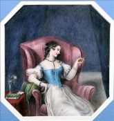 ENGLISH SCHOOL (19th century) The Love Sick Wife Watercolour 14.5 x 16 cms, framed and glazed