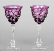 A pair of early 20th century Stevens and Williams of Stourbridge intaglio cut cameo wine glasses