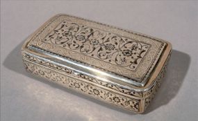 A 19th century Middle Eastern white metal snuff box Of rectangular form and neillo decorated