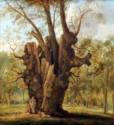 ENGLISH SCHOOL (19th century) Oak Tree in Parkland; and Figure by a Tree Stump Oils on board 34.5