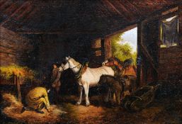 C.J. COGMAN (19th/20th century) British, After GEORGE MORLAND (1763-1804) British Stable Interior