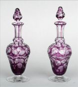 A pair of early 20th century Stevens and Williams of Stourbridge intaglio cut cameo decanters