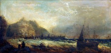 E.J. WATT (19th century) British Off St. Michael`s Mount Oils on canvas Signed 60 x 29 cms,