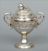 A 19th century Maltese silver sugar vase and cover The body decorated with flowerhead and foliate