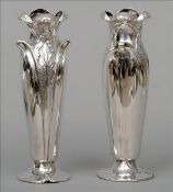 A pair of Orfevreie Gallia Art Nouveau silver plated vases Each modelled as stylised flowering