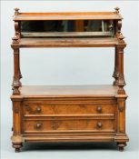 A Victorian burr walnut whatnot The three quarter galleried top tier above two further tiers,