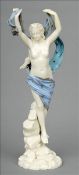 A Royal Worcester porcelain figure, possibly a water nymph Modelled nude and scantily clad, her