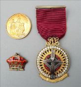 A Masonic silver gilt Centenary medal by Spencer, London With paste set border; together with a
