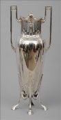 A late 19th/early 20th century WMF Jugendstil Art Nouveau silver plated flower vase and liner Of urn