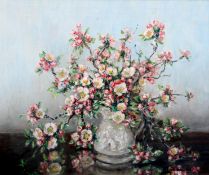 *AR MARION L. BROOM (1878-1962) British Blossom in a Vase Oil on canvas Signed 60 x 50 cms,