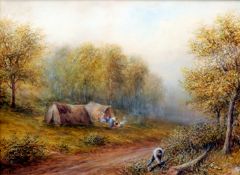 H. PERRY WILLIAMS (19th/20th century) British Gypsy Encampment Next to a Rural Lane Watercolour