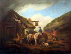 After GEORGE MORLAND (1763-1804) British The Thatchers Oil on canvas 65 x 50 cms, framedGenerally in