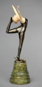 OTTO POERTZEL (1876-1963) German Snake Dancer Cold painted bronze and ivory, standing on a signed