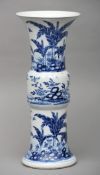 A 19th century Chinese blue and white gu vase The flared neck rim above a florally decorated