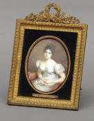 After SIR THOMAS LAWRENCE (1769-1830) British The Countess of Blessington Portrait miniature on