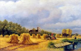 After HENRY H. PARKER (1858-1930) British Harvest Time Oil on canvas Bears signature 75 x 49