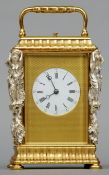 A 19th century French repeating carriage clock by Jules Brunelot The indistinctly signed white