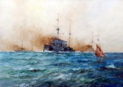 WILLIAM MINSHALL BIRCHALL (1884-1941) Anglo-American The King’s Fighting Ships, Warrior, Black