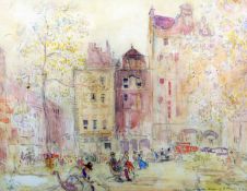 G. PALMER (19th/20th century) British Study in Leicester Square, London Pencil and watercolour