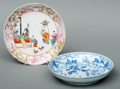 A Chinese porcelain blue and white dish The interior decorated with cranes interspersed with