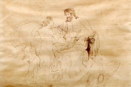 ITALIAN SCHOOL (19th century) Venere e Giove Pencil and ink on laid paper Inscribed with title and