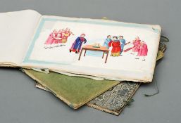 Three albums of Chinese 19th century School rice paper paintings One depicting medical practices,