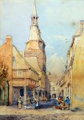 ENGLISH SCHOOL (19th century) North European Continental Street Scenes Watercolours heightened