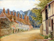 H.G. BARWELL (19th/20th century) British Warwick Cottages Watercolour 32 x 26 cms, framed and