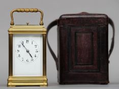 A 19th century French repeating carriage clock retailed by Gorley, Glasgow The signed white