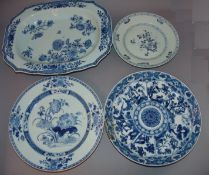 A Chinese Export blue and white porcelain meat dish With serpentine rim, decorated with floral