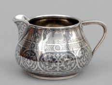 A 19th century Russian silver cream jug, hallmarked for Moscow, assayers mark of Viktor Savinsky,
