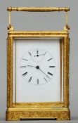 A 19th century French carriage clock by Bolviller a Paris The signed white enamelled dial with Roman