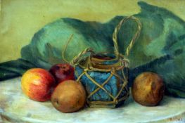 BENJAMIN LEIPMAN PRINS (1860-1934) Dutch Still Life of Fruit and Ginger Jar Oil on canvas Signed