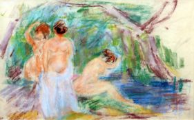 *AR PEGGY SOMERVILLE (1918-1975) British Bathers Pastel 41.5 x 26.5 cmsGenerally in good