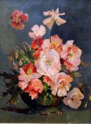 CAROLOTA FEREAL DE FERRARI (exhibited 1901-1910) Spanish Geraniums in a Vase Oil on board 29 x 39.