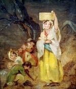 Attributed to GEORGE MORLAND (1763-1804) British Mother and Her Children, in a rural landscape Oil