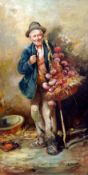 VALENTE (20th century) Italian The Farmer; and The Fiddler Oils on canvas Signed 30 x 60 cms,