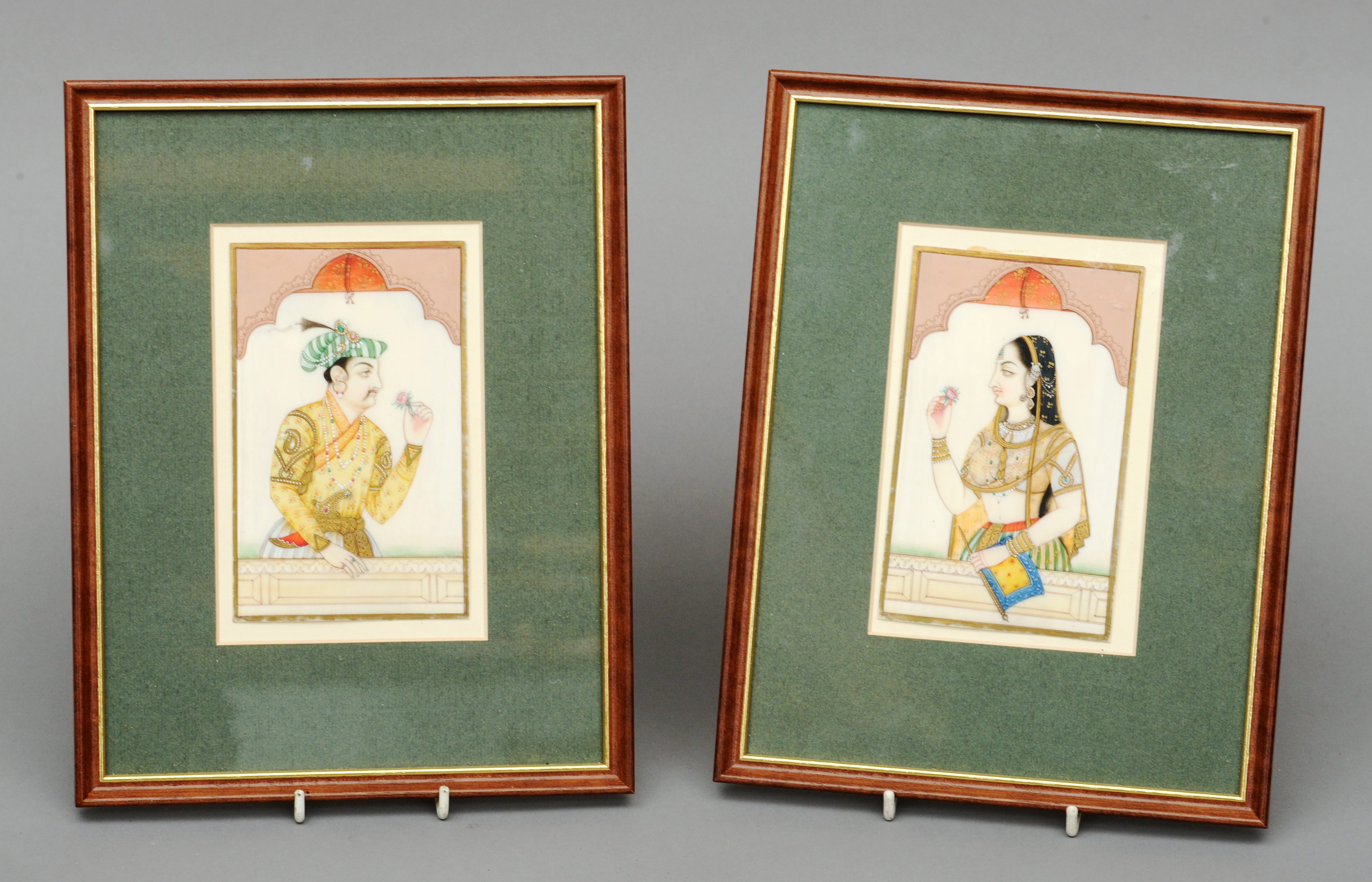 A pair of late 19th/early 20th century Indian miniatures on ivory Depicting a noble man and his