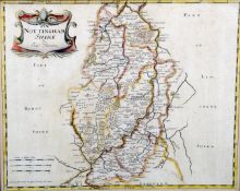 After ROBERT MORDEN (circa 1650-1703) English Map of Nottinghamshire Hand coloured print 42 x 35