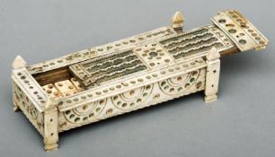 An early 19th century carved bone French Napoleonic prisoner of war domino set Decorated overall