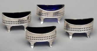 A set of four George III silver salts, hallmarked London 1790, maker’s mark of Henry Chawner Each of