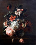 SIMON PIETERSZ VERELST (1644-1721) Dutch Floral Still Lives of Poppies, Roses, Morning Glory and