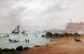 JOHN FRANCIS BRANEGAN (1843-1909) British After the Storm, Tynemouth Watercolour Signed and titled
